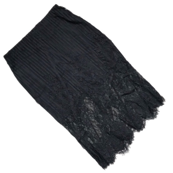 E-Lady | Black Lace Knee Length Skirt - Picture 1 of 6